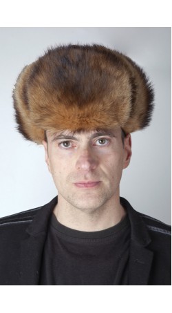 Mütze aus Iltis Pelz – russischer Stil - Braun
